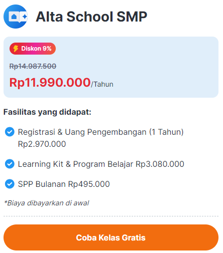 biaya homeschooling online Alta School SMP